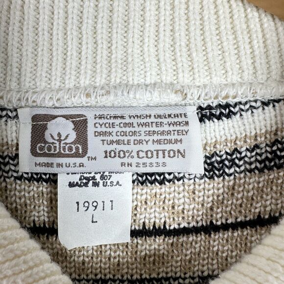 Vintage 90s Made in USA Short Sleeve Knit‎ Sweater L – Retro Geometric Pattern - Picture 4 of 11